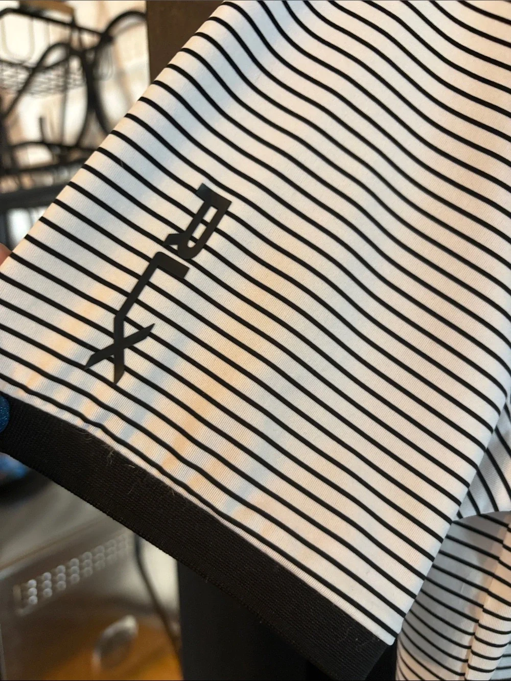 Ralph Lauren White Polo with Black Collar and Orange Sleeve Trim